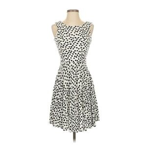 LOFT Black and White Polka Dot Midi Dress Size M Casual Short Sleeves